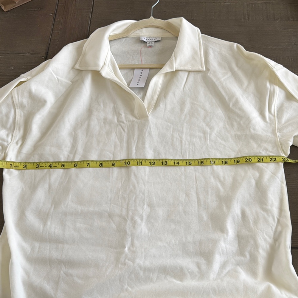 Topshop Oversized Collared Cream Women's Top New with tag long sleeve V Neck - Picture 8 of 9